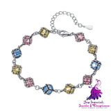 Colored Glass Ball Zircon Bracelet