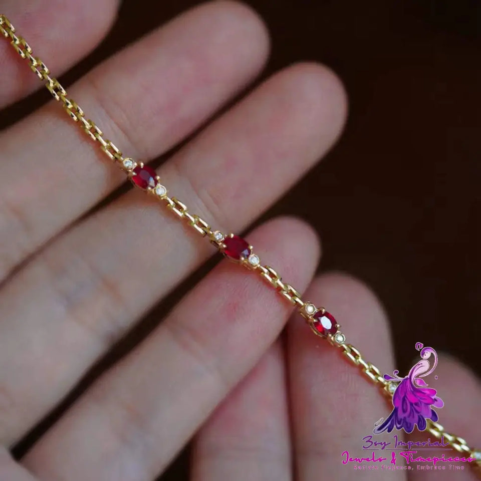 Pigeon Blood Red Ruby Diamond Bracelet