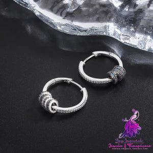 Colorful Small Circle Zircon Earrings