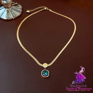 Colorful Zircon Geometric Square Necklace