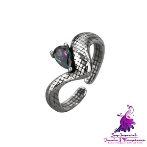 Colorful Zircon Inlaid Ins Cool Retro Ring Snake Female