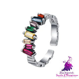 Colorful Ladder Zircon Ring