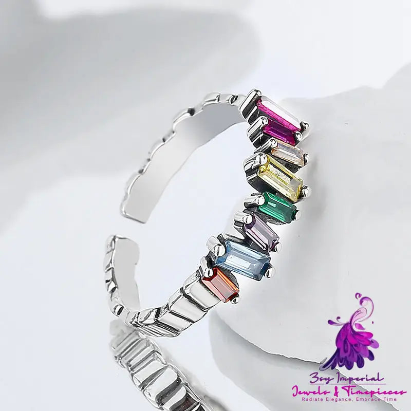 Colorful Ladder Zircon Ring