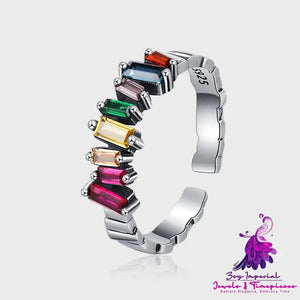 Colorful Ladder Zircon Ring