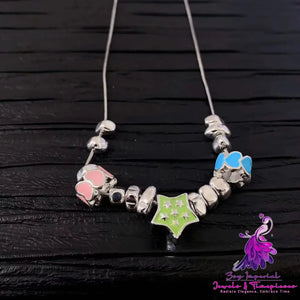 Colorful Stars Heart Necklace