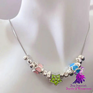 Colorful Stars Heart Necklace