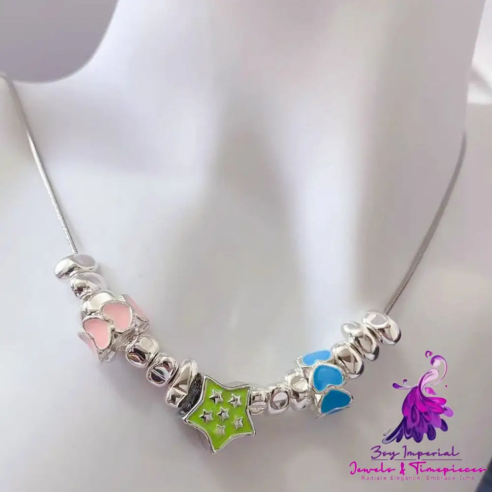 Colorful Stars Heart Necklace