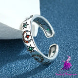 Colorful Zirconium Star Moon Ring for Women