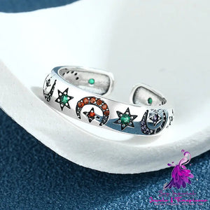 Colorful Zirconium Star Moon Ring for Women