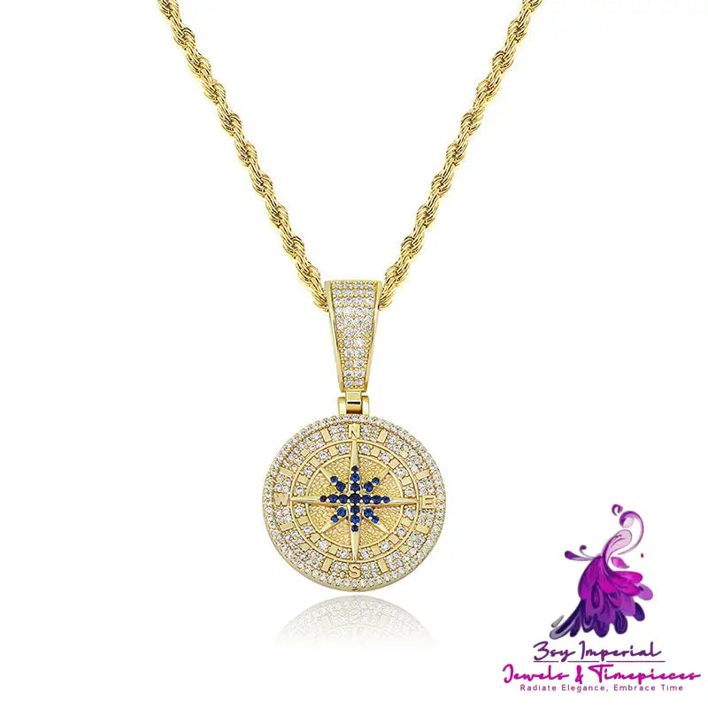 Compass Pendant Full Zircon Hip Hop