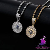 Compass Pendant Full Zircon Hip Hop