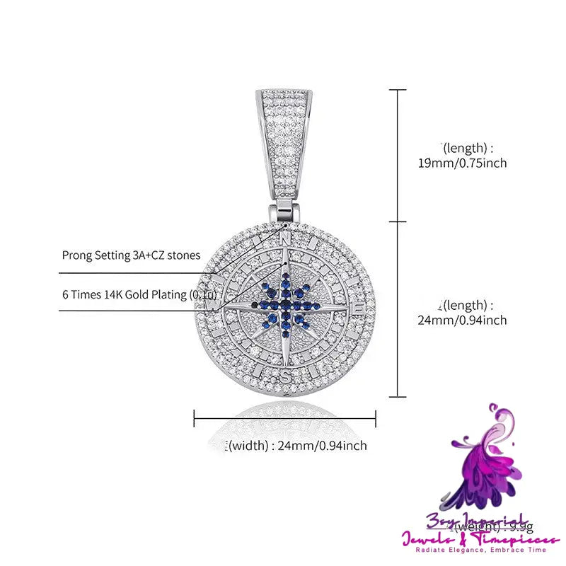 Compass Pendant Full Zircon Hip Hop