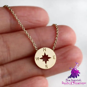 Round Disc Compass Necklace