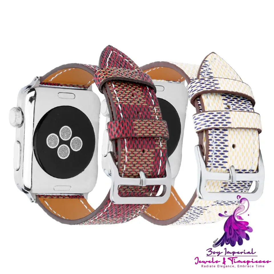 Checkered iWatch Leather Watchband