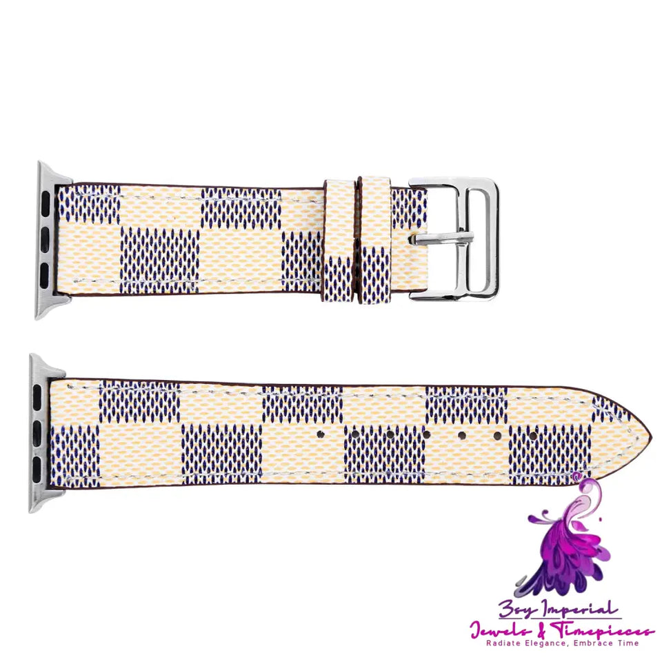 Checkered iWatch Leather Watchband