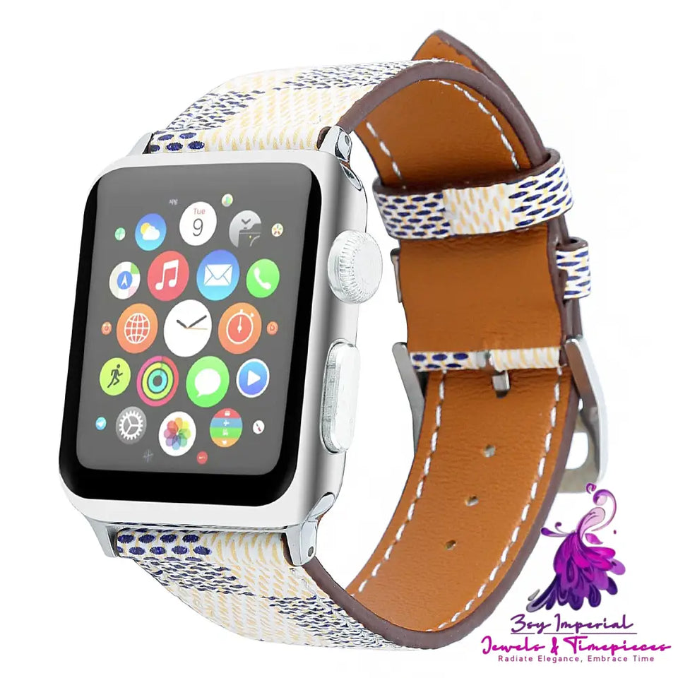 Checkered iWatch Leather Watchband