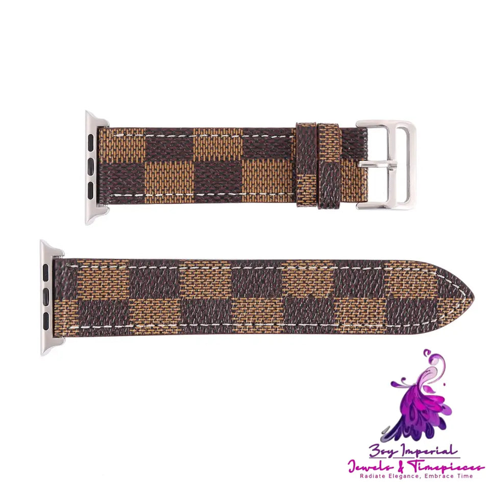 Checkered iWatch Leather Watchband