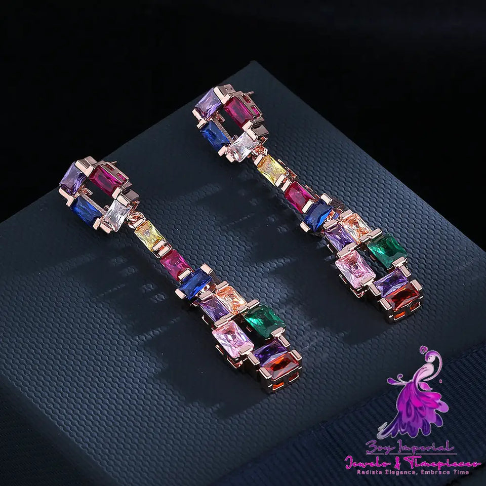 Contrast Color Zircon Earrings