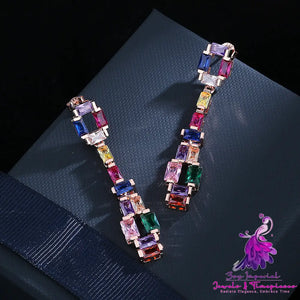 Contrast Color Zircon Earrings