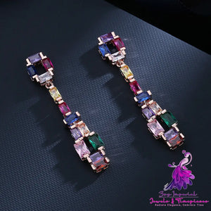 Contrast Color Zircon Earrings