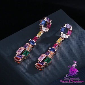 Contrast Color Zircon Earrings