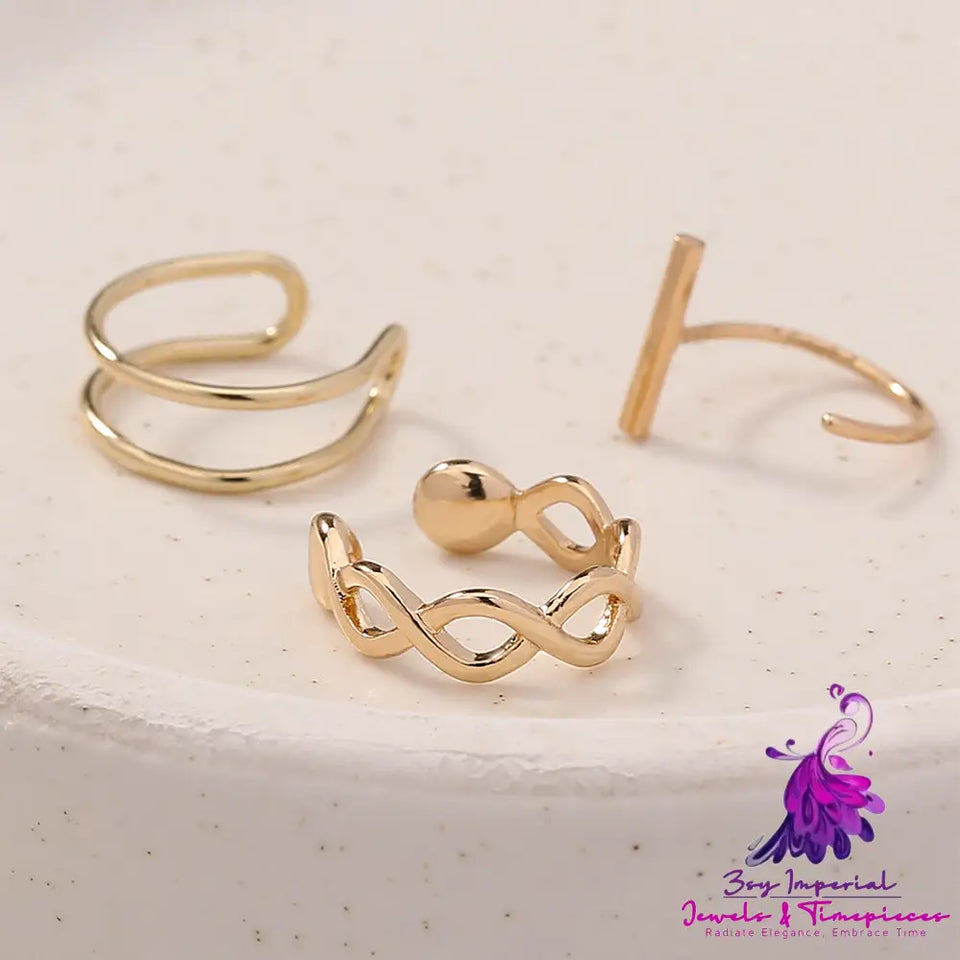 Cool Lady Ear Bone Clip Earrings 3-piece Set