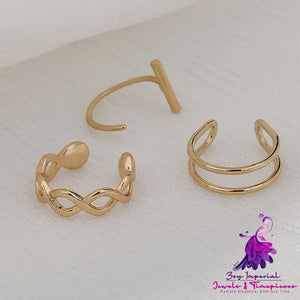 Cool Lady Ear Bone Clip Earrings 3-piece Set