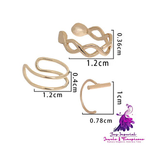 Cool Lady Ear Bone Clip Earrings 3-piece Set