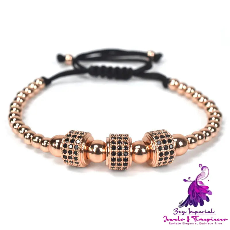 Copper Bead Inlaid Zircon Weaving Bracelet