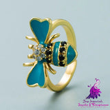 Copper Plated Real Gold Inlaid Zircon Bee Ring