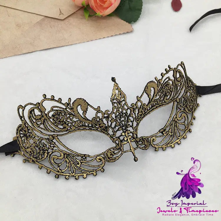 Pointed Halloween Lace Half Face Mask