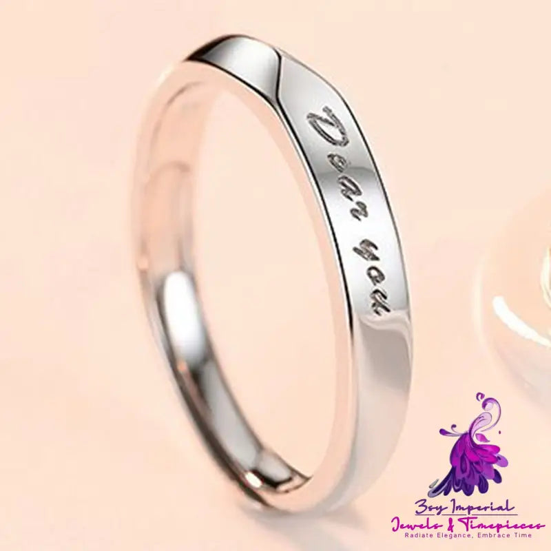 Dear You Couple Ring Made Of White Copper For Men And Women