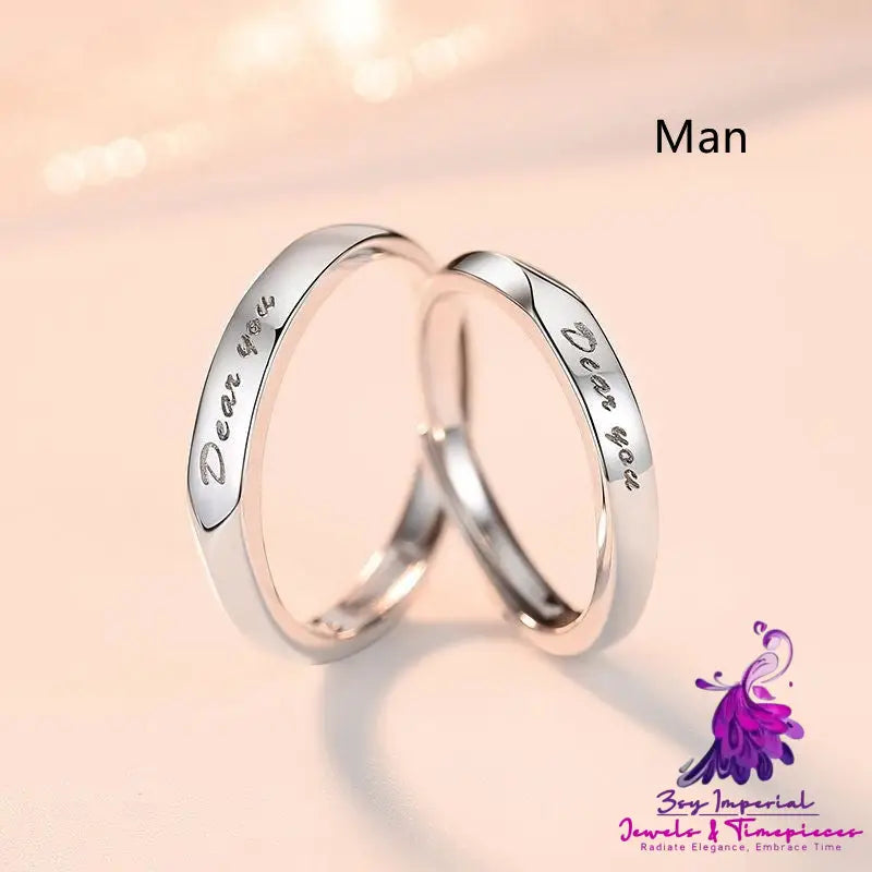 Dear You Couple Ring Made Of White Copper For Men And Women