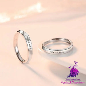 Dear You Couple Ring Made Of White Copper For Men And Women