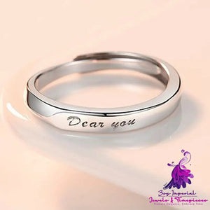 Dear You Couple Ring Made Of White Copper For Men And Women