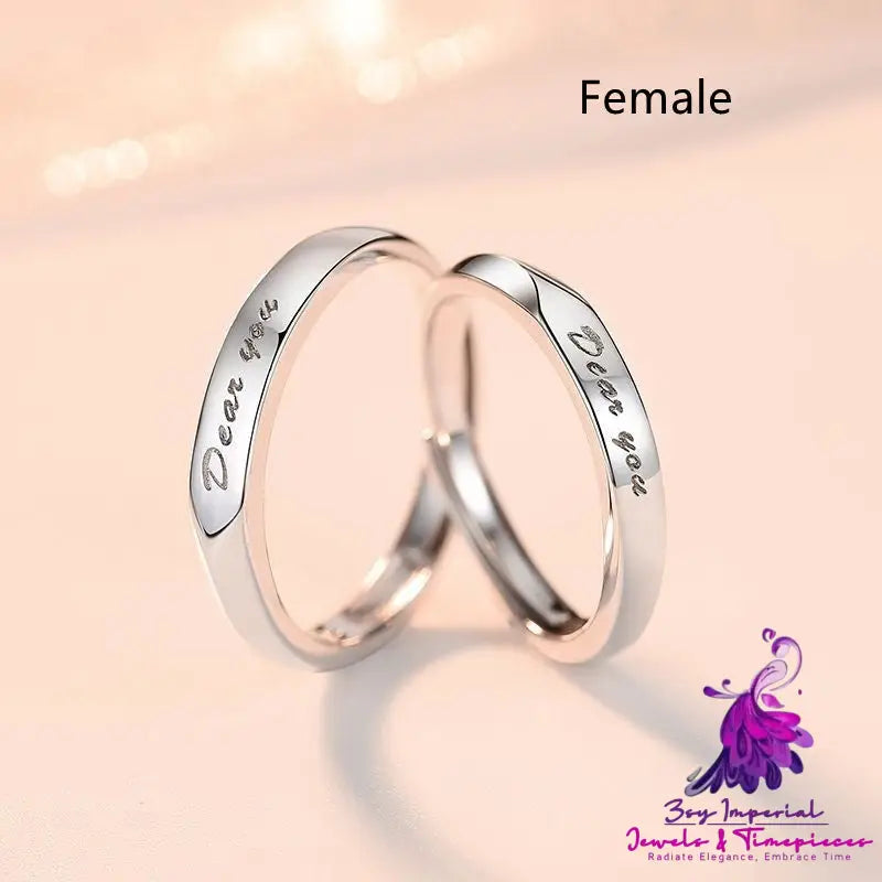 Dear You Couple Ring Made Of White Copper For Men And Women