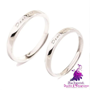 Dear You Couple Ring Made Of White Copper For Men And Women