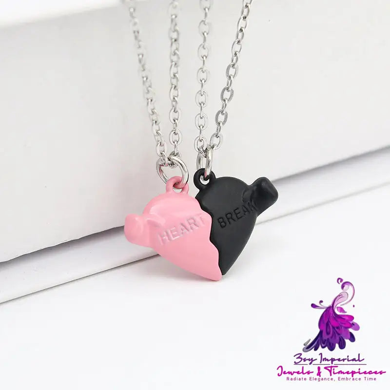 Holding Heart Magnet Pendant Couple Necklace For Love