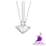 Holding Heart Magnet Pendant Couple Necklace For Love