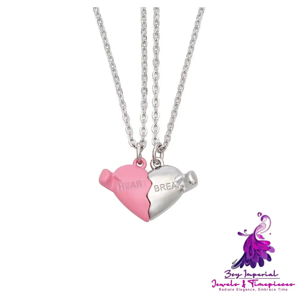 Holding Heart Magnet Pendant Couple Necklace For Love