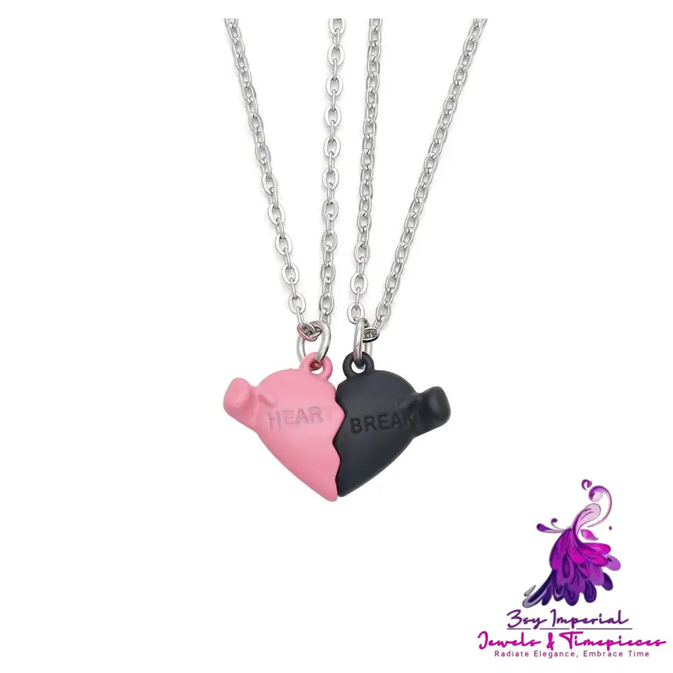 Holding Heart Magnet Pendant Couple Necklace For Love