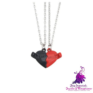 Holding Heart Magnet Pendant Couple Necklace For Love