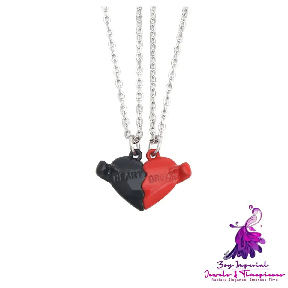 Holding Heart Magnet Pendant Couple Necklace For Love