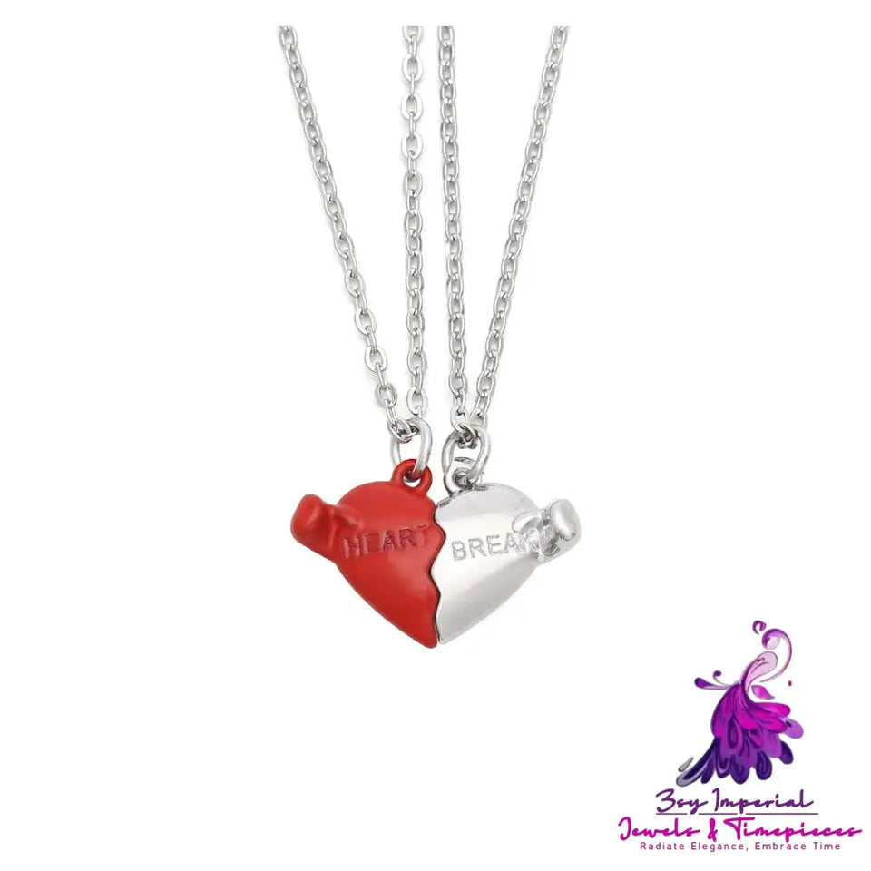 Holding Heart Magnet Pendant Couple Necklace For Love