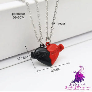 Holding Heart Magnet Pendant Couple Necklace For Love