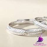 S925 Sterling Silver Leaf Feather Couple Ring