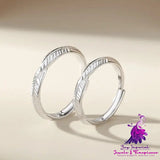 S925 Sterling Silver Leaf Feather Couple Ring