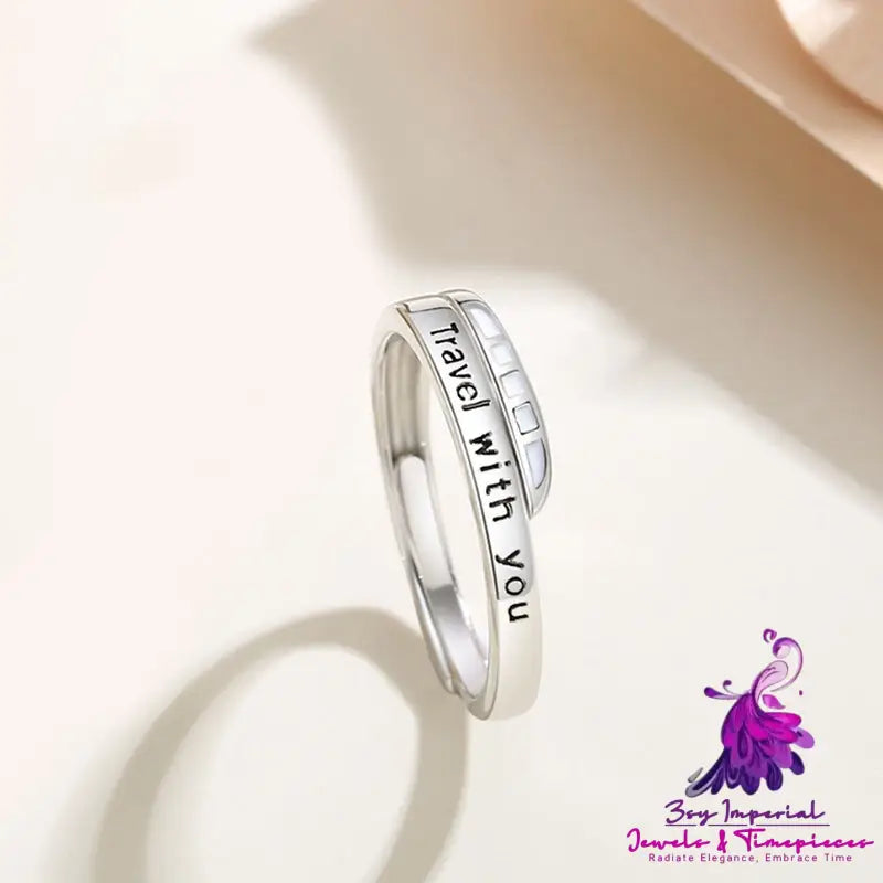 Sterling Silver Travel Platform Couple Ring