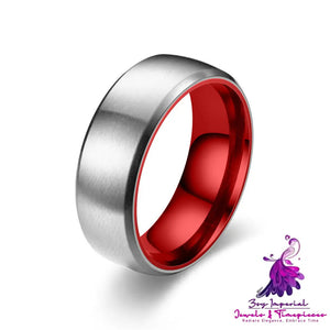 Two-tone Color Matte Red Purple Green Ring Couple