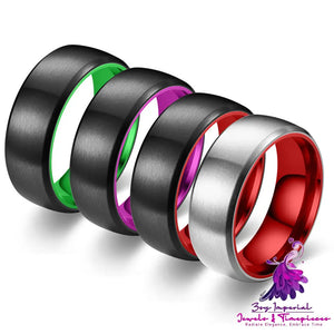 Two-tone Color Matte Red Purple Green Ring Couple